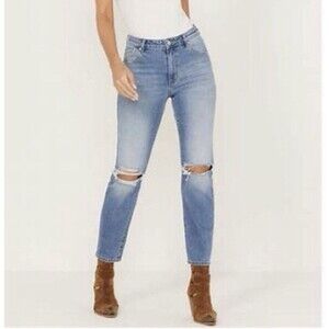 Rolla’s Miller Skinny Siouxie Worn Jeans Blue US 27 AU 9 Zip Fly Ripped Knee